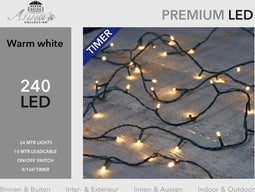 2 stuks Led outdoor 240l/24m led warm wit - 10m aanloopsnoer zwart...