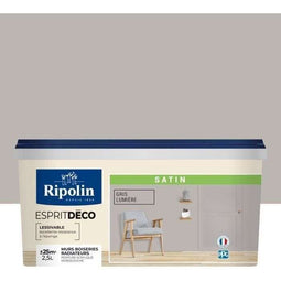 RIPOLIN All Pieces - Muurverf - Zeer dekkend - Satijn Lichtgrijs (2,5L)