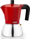 MONIX M863106 - Italiaanse Koffiezetapparaat - Aluminium en RVS - Rood