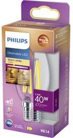 Philips LED Kaars Transparant - 40 W - E14 - Dimbaar warmwit licht