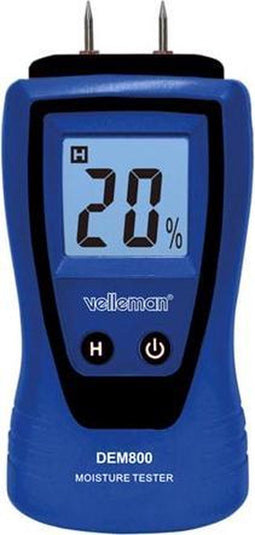 Velleman Vochtmeter voor timmerhout, papier, beton, pleister, met LCD-display en dataholdfunctie