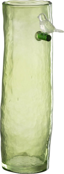 J-Line vaas Lang Vogel - glas - groen - large - 32 cm hoog