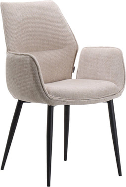 LABEL51 Morris Eetkamerstoel - Naturel - Velvet - Black Frame - Stoel - Normale eetkamerstoel