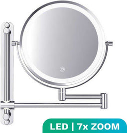 Mirlux Make Up Spiegel - Oplaadbaar - 7X Vergroting - LED Verlichting - Chroom