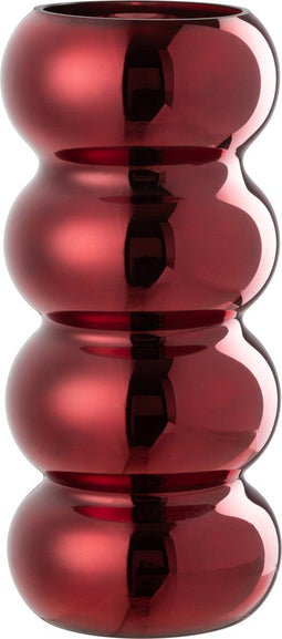 J-Line vaas Rups - glas - donkerrood - 30 cm hoog