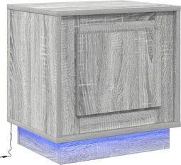 vidaXL - Nachttafel - met - LED-verlichting - Grijs - Sonoma - 44x34,5x45 - cm