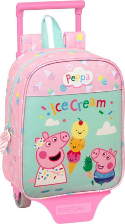 Schoolrugzak met Wielen Peppa Pig Ice cream Groen Roze 22 x 27 x 10 cm