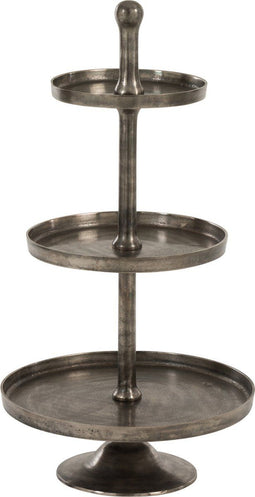 J-Line plateau 3 Niveaus Op Voet - dienblad - metaal - grijs