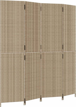 vidaXL - Kamerscherm - 4 - panelen - poly - rattan - beige