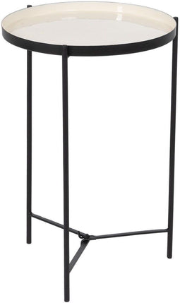 Bijzettafel 40,5 x 40,5 x 60,5 cm Zwart Crème Ijzer