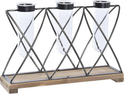 Vaas DKD Home Decor 36,5 x 11,5 x 23,5 cm Kristal Zwart Metaal Bruin Transparant