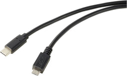 Renkforce USB-kabel USB 2.0 USB-C stekker, USB-micro-B stekker 1.00 m Zwart Rond RF-5719754
