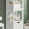 SoBuy FRG126-W - Hoge Badkamerkast - 3 Planken & 2 Lades - Wit - 30x30x144cm