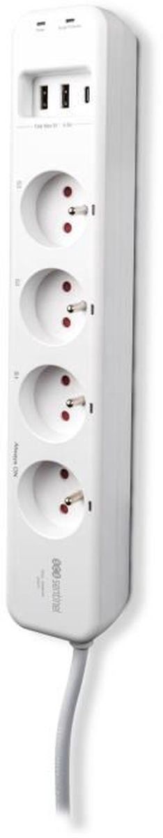 SCS SENTINEL - SmartPlug Strip - 4 stopcontacten met 3 smartphone-bedienbare uitgangen - 3600 W