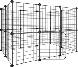 vidaXL - Huisdierenkooi - met - deur - 20 - panelen - 35x35 - cm - staal - zwart