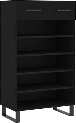 vidaXL - Schoenenkast - 60x35x105 - cm - bewerkt - hout - zwart