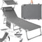 tectake® Ligbed Chloé - Ligstoel - 4 standen - Inklapbaar - Grijs - 68 x 190 x 28 cm - Met Zijvak