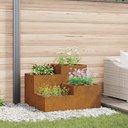 vidaXL - Tuinplanter - 80x80x60 - cm - Verweerd - Staal
