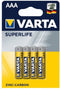 Varta Superlife - Koolzink R03/AAA - 1,5 Volt - (4 stuks)