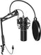 USB-Gaming Microfoon, PC, Podcast, Condensator Microfoonkit, Nierkarakteristiek met Armstandaard, Po