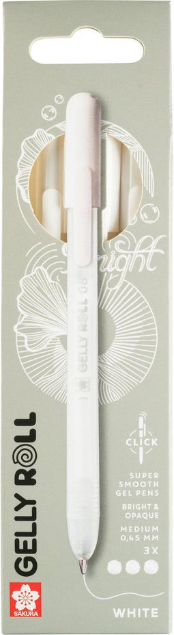 Sakura Gelly Roll - Gelpen met klikfunctie - Sneldrogende inkt - Wit (3 stuks)