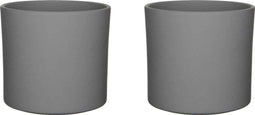 Mica Decorations Era Bloempot - 26x28 cm - Keramiek - Grijs - 2 Stuks