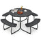 Coast Picknicktafel - 8 Personen - 190 x 76 cm - Parasolgat - Zwart/Grijs/Wit