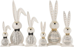 J-Line figuur Konijn Robert - keramiek - mix - large - 2 stuks - paasdecoratie