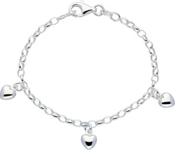 Lilly bedelarmband - kinderarmband - 925 sterling zilver - 16cm - hartjes