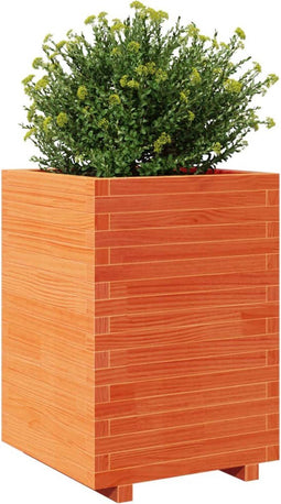 vidaXL - Plantenbak - 50x50x72,5 - cm - massief - grenenhout - wasbruin