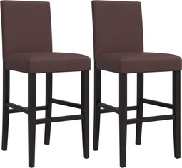 vidaXL - Barstoelen - 2 - st - massief - rubberhout - en - kunstleer