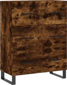 vidaXL - Dressoir - 69,5x34x90 - cm - bewerkt - hout - gerookt - eikenkleurig