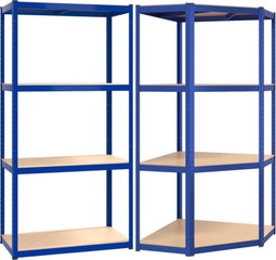 vidaXL - Opbergrek - 4-laags - 2 - st - staal - & - bewerkt - hout - blauw
