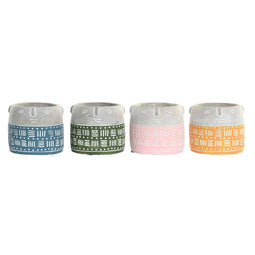 Grondlegger DKD Home Decor Gezicht Blauw Roze Cement Groen Geel (13 x 13 x 11 cm) (4 Stuks)