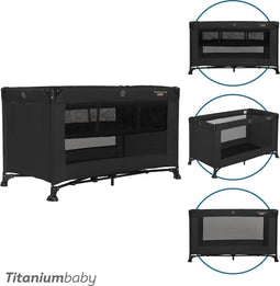 Titaniumbaby SMART Jordan - Campingbed 60x120 cm - Verhoger - Black