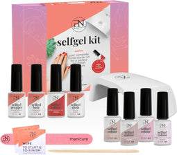 PN Selfcare Gellak Starterspakket Compleet - Nagellak gel - 1 Atomic Red + 4 Nude Gellak Kleuren - LED Lamp, Manicure Set & Nageltools - 8 x 6ml Gel Nagellak - Vegan & Hema Vrij