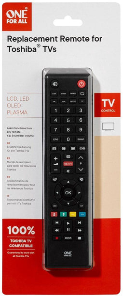 One For All URC 1919 - Afstandsbediening - Vervangt Toshiba TV - Zwart