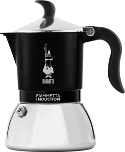 Bialetti Fiammetta Induction, Moka Express, 0,1 l, Zwart, Roestvrijstaal, Aluminium, Roestvrijstaal, 2 kopjes, Polyamide