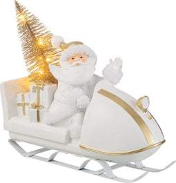 J-Line Kerstman Met Slee Poly Wit/Goud