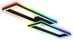 BRILONER - LED Plafondlamp - met afstandsbediening - CCT en RGB - 45W - zwart (2 stuks)