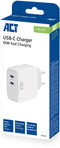 ACT AC2165 - USB-C Lader 65W 2-poorts - Power Delivery PPS GaNFast
