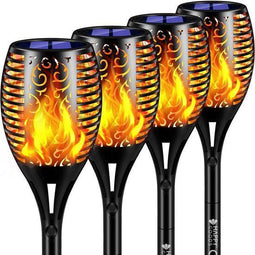 Happy Goods Solar Tuinverlichting - Tuinfakkels - 4 stuks - 57 cm - Waterbestendig - Donker zwart