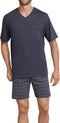 Schiesser Heren Shortama - Korte broek - V-hals - Antraciet - Maat L
