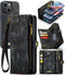Caseme - Geschikt voor iPhone 15 - Vintage 2 in 1 portemonnee hoes - Zwart