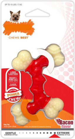 Nylabone Extreme dubbel kauwbot met Baconsmaak - Voor de Krachtigste Kauwers - XS/M/XL - X-Small