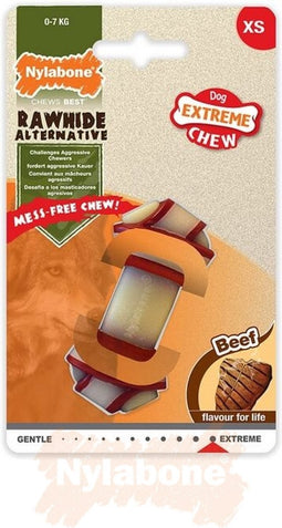 Nylabone Extreme kauwbot knoop - Voor de Krachtigste Kauwers - Rundvlees smaak - XS/M/L - Smaak: Rund, Maat: Extra Small
