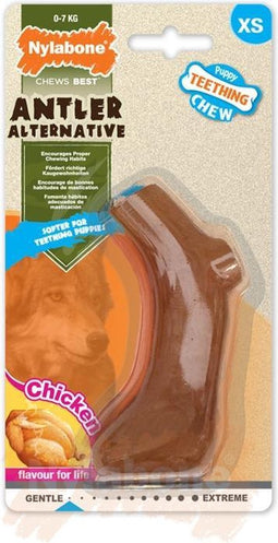 Nylabone Puppy kauwbot - Voor Pups die nog moeten wisselen - Gewei met Kipsmaak - XS