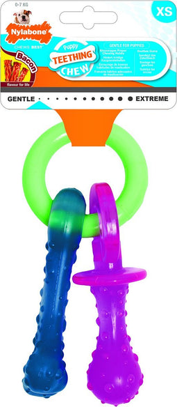 Nylabone Puppy Tandjes Krijgen Bot - Hondenspeelgoed - Bacon - 21.5 cm - Multi Kleur - S