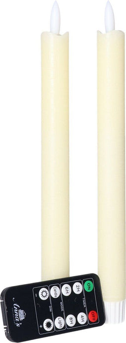 Anna's Collection LED dinerkaarsen - 23 cm - afstandsbediening - ivoor (2 stuks)