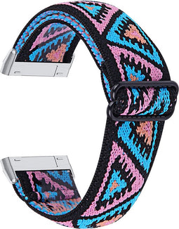 Nylon Bandje Geschikt Voor Fitbit Versa 3, Sense - Blauw Roze